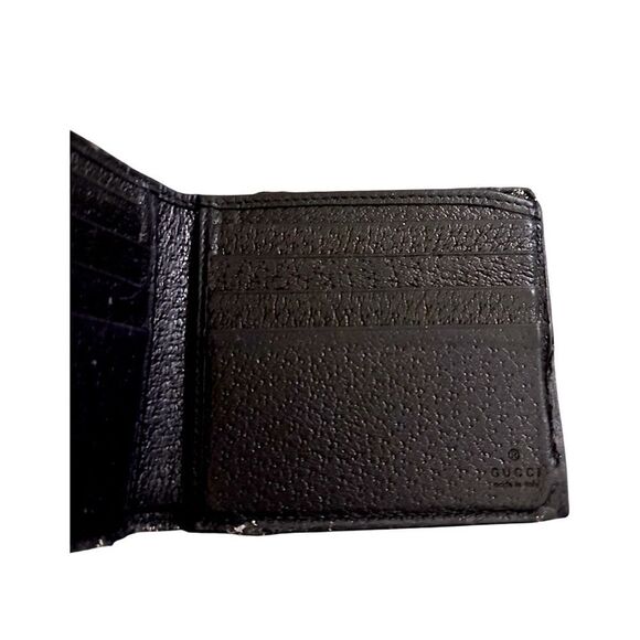 GG Marmont Men’s Black Pebble Leather Bi-fold Card Case Wallet Gold GG 428726 - Picture 5 of 13